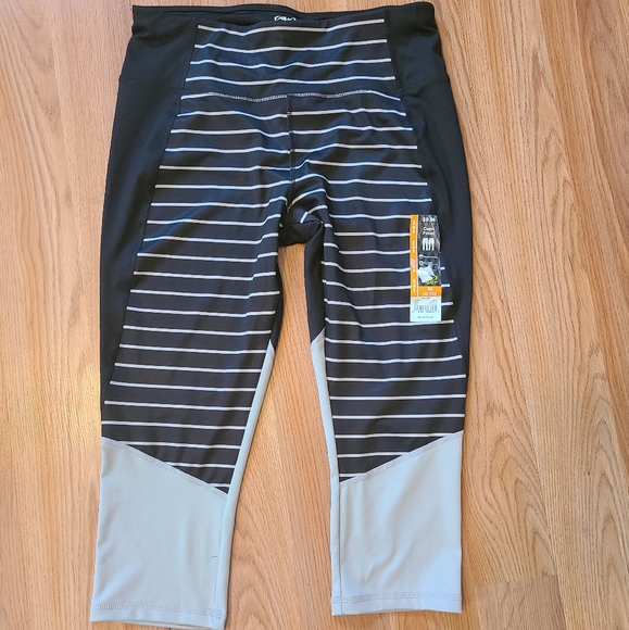 Athletic Works Pants - 🌟 4/$20 Athletic Works black and Gray Striped Capri Leggings in Medium